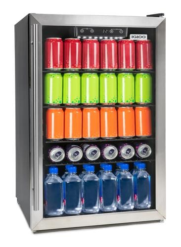 Igloo 4.1cu Beverage Center ICEB33BS Keep your favorite beverages chilled to perfection! Ideal for any home, office or bar, this impressive stainless steel beverage center provides ample space to store soda, beer and more-393103