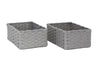 Set of 3 Faux Wicker Bins This set of three hand woven faux wicker storage baskets give you a beautiful way to store just about anything from sweaters, to books, to toys, or beauty supplies. Hand woven in a sturdy material that will endure-424988