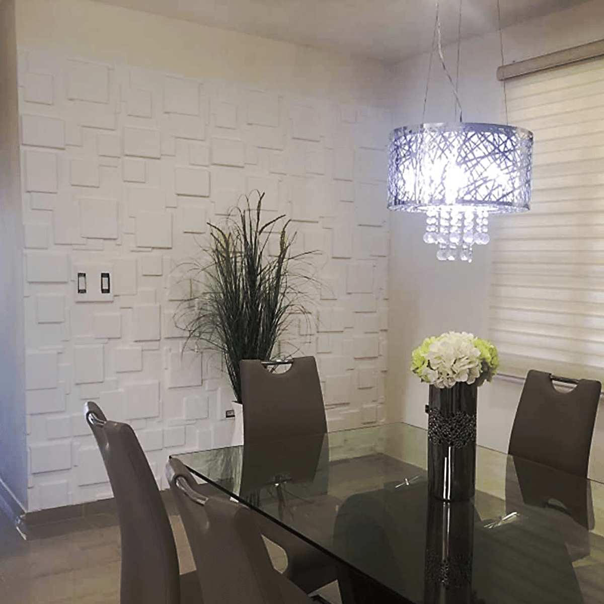 Mega Luxe Paintable 3D Texture PVC Wall Panels (19.7 x 19.7In.) - Decorative, waterproof, flame resistant, sturdy, interior decoration to add both aesthetics and functionality to your home and offices - D095 MEGA LUXE