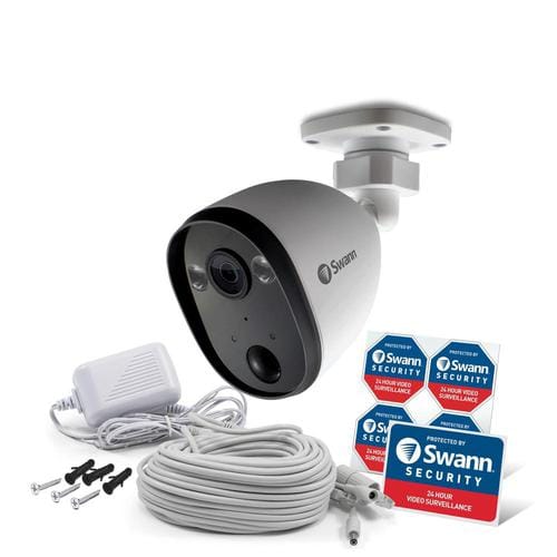 Swann Outdoor Spotlight Cam and Alarm 1080p A technologically advanced camera that will keep your home, office or business safer, it features outdoor focus, Wi-Fi network connection, free local and cloud recording for up to 7 days-394195