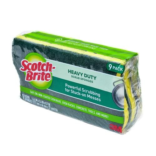 3M Scotch Brite Heavy Duty Sponge 9 Units   Scrubbing sponges with high resistance. Suitable for powerful scrubbing to remove adhering dirt-277123 Hannah's Variety Store