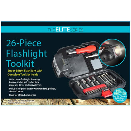 The Elite Series 26 Piece Flashlight Toolkit, Ideal for Home, Office or Car Use. Great for Emergencies  and Small Household Repairs- 10002411