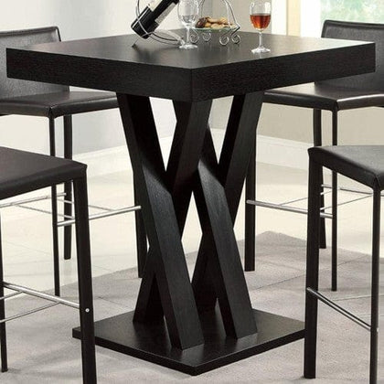 Double X-Shaped Base Square Bar Table Cappuccino -  100520