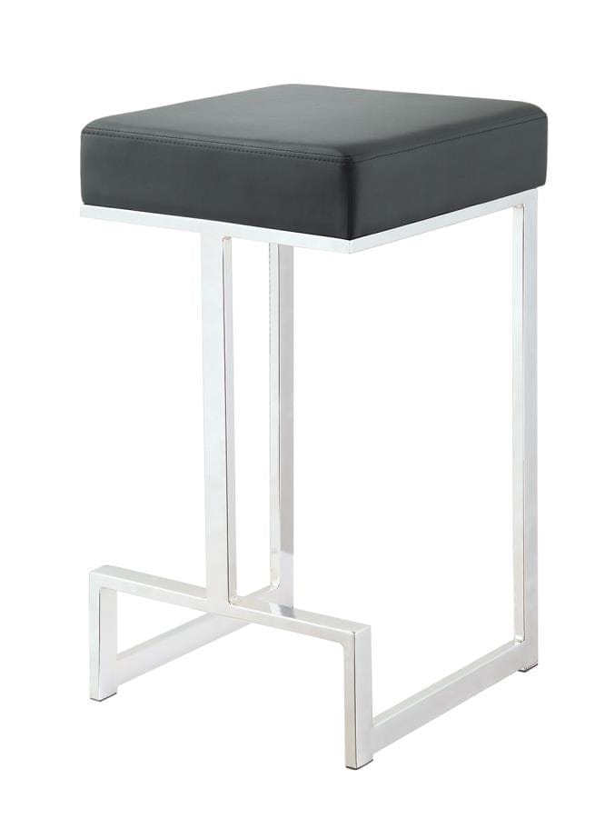 Square Counter Height Stool Black And Chrome - 105253 COSMEGA