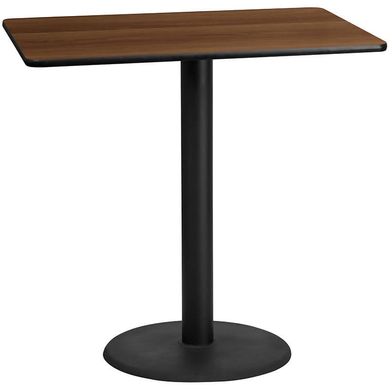30'' x 48'' Rectangular Black Laminate Table Top with 24'' Round Bar Height Table Base [XU-BLKTB-3048-TR24B-GG] Fl Furniture