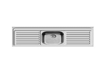 Durable Stainless Steel Kitchen Sink, Single Basin with Double Side Drain Board, Perfect for Home or Commercial Kitchen - AUGH022 MEGA