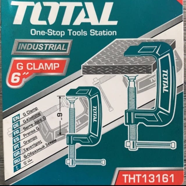 Total G Clamp 6" Versatile clamp Secures parts for assembly, Fastening, Gluing, and Welding in woodworking, Metalworking, and Automotive Applications- THT13161 MEGA