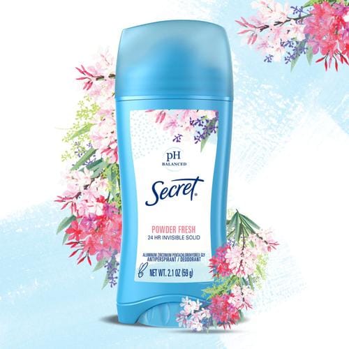 Secret Invisible Solid Deodorant for Women 5 Units / 2.1 oz With a unique pH-balanced formula that works with your body’s natural chemistry, this Secret antiperspirant and deodorant provides long-lasting and reliable 24-hour-418655