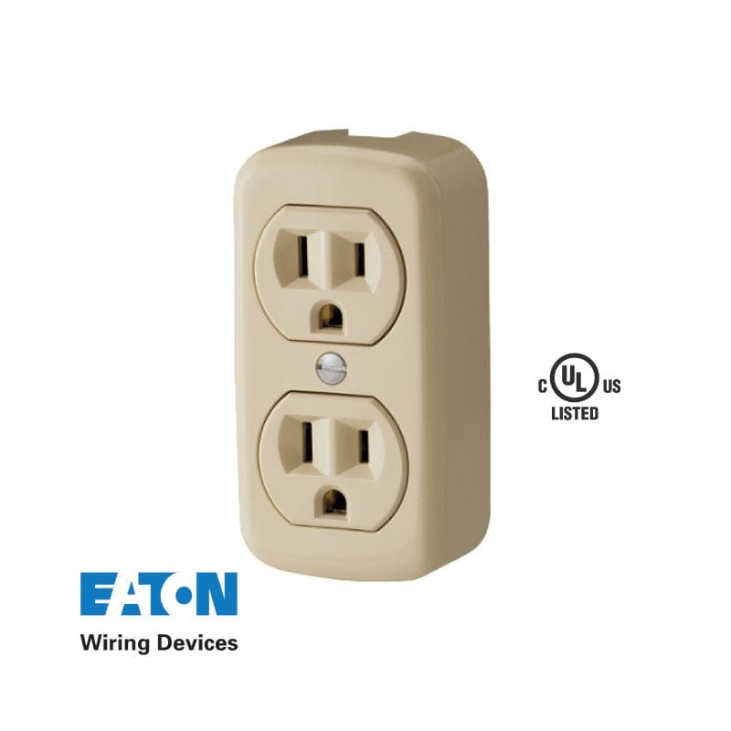 White, Duplex Wall Plate, Plastic Receptacle, 15A, 125V - 0270W MEGA