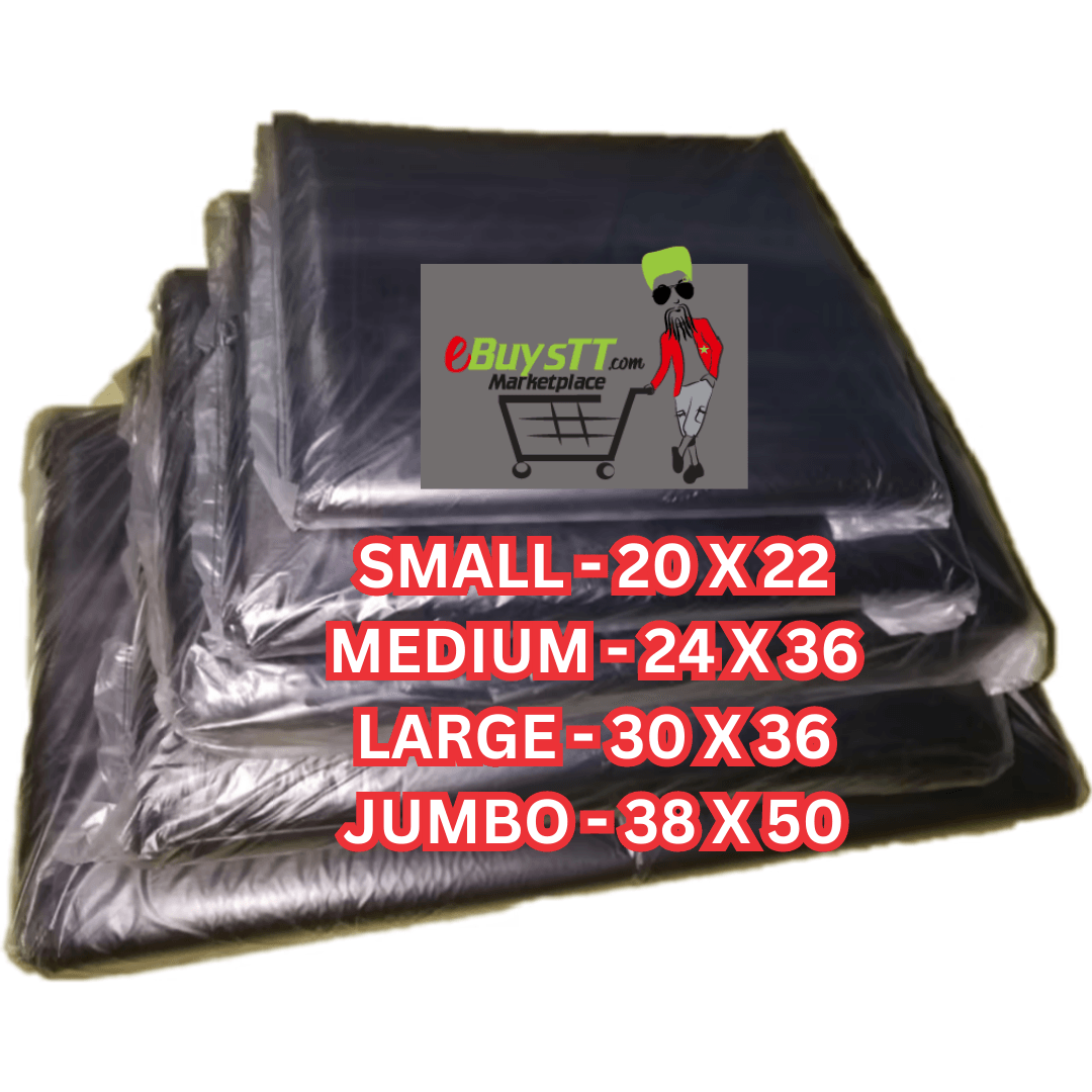 Mega Luxe Garbage Bags, ideally for cleanup jobs all around the home or office with strength and large capacity - Black.(Small, Medium, Large, Jumbo) - GB0004 ebuystt