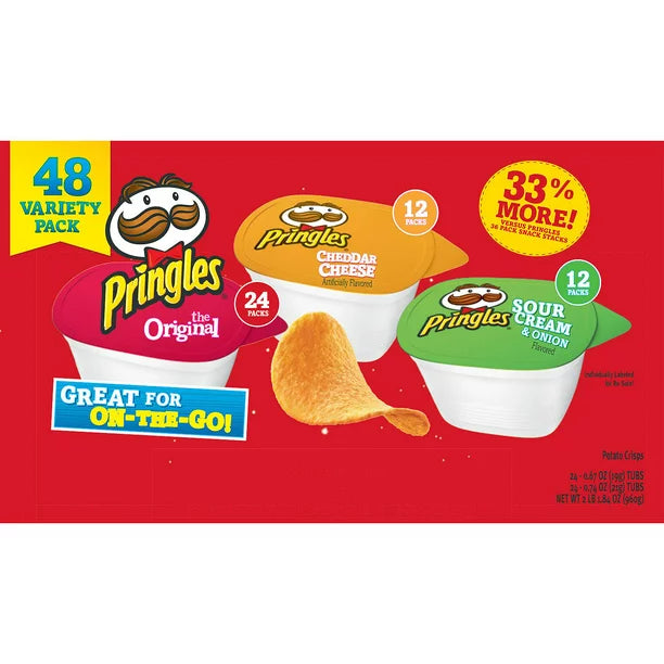 Pringles Variety Snack 48 Units / 20 g Delicious Pringles chips with assorted flavors, you can't eat just one! There's a favorite flavor for everyone in this Variety Pack-505090 Hannah's Variety Store