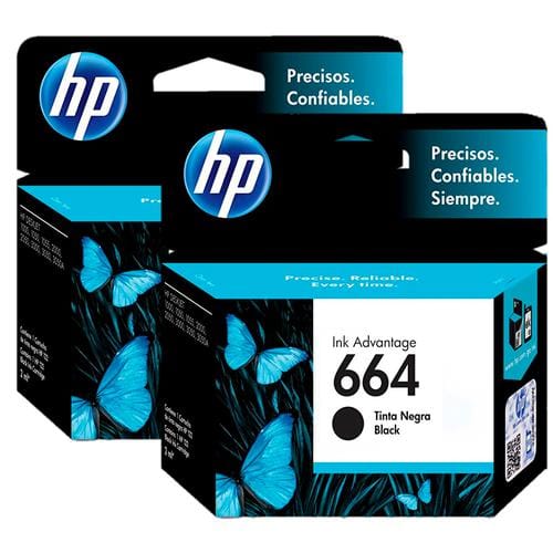 HP Ink 664 Cartridge Black 2 Units Innovative ink that makes it simple to print more, Designed to deliver Printing made so simple-888664