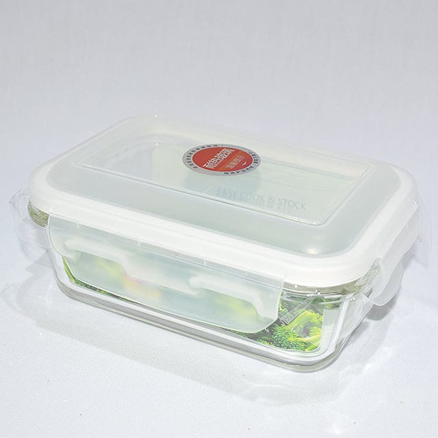 Glass Storage Container Rectangle with Snap Lock Lid  550ML (No Vent) - 20017361