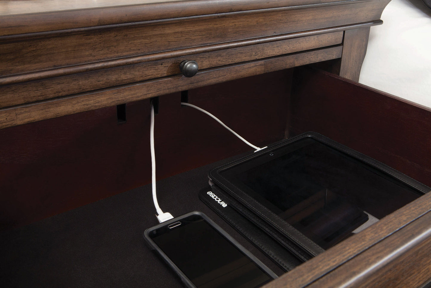 2-Drawer Nightstand With Pull Out Tray Burnished Oak - 200972 A-Z Store Nadia