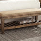 Bench With Lower Shelf Beige And Burnished Oak - 200977 A-Z Store Nadia