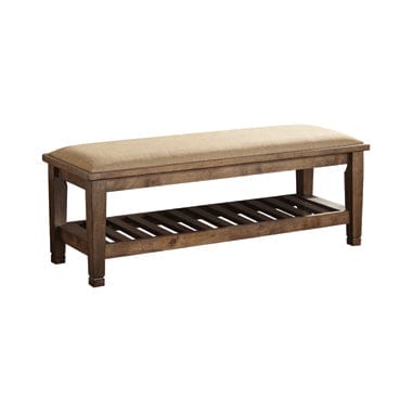 Bench With Lower Shelf Beige And Burnished Oak - 200977 A-Z Store Nadia