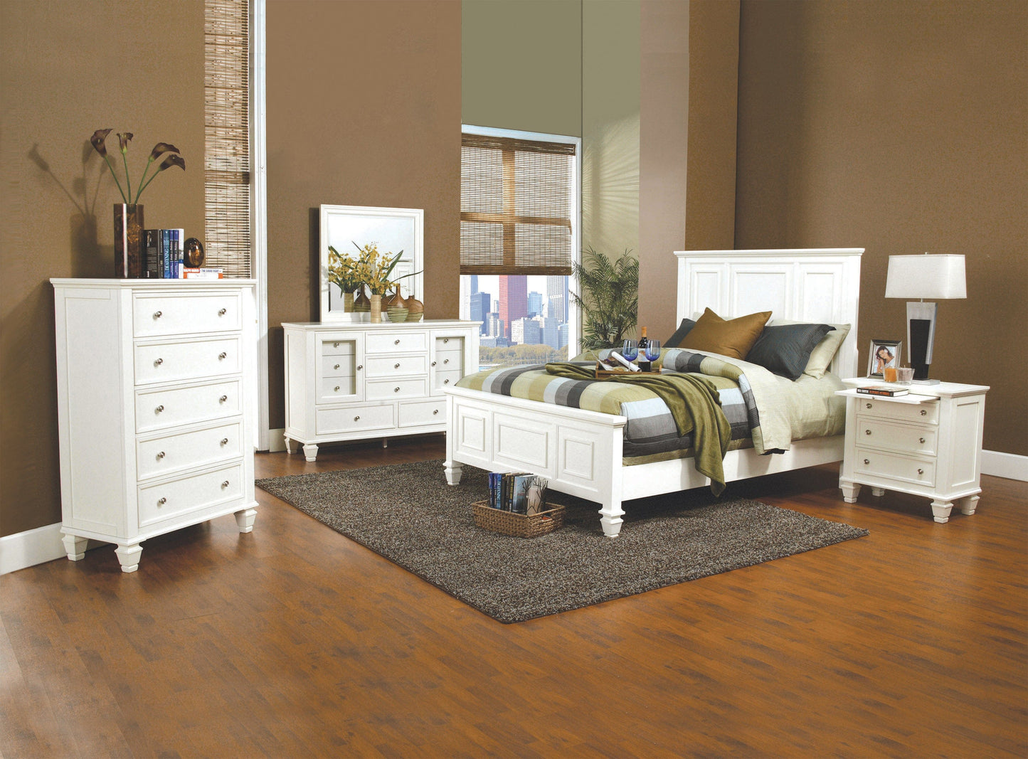 Sandy Beach California King Panel Bed With High Headboard White Collection: This Bed Is Just Suitable For A Downtown Loft As It Is For A Beachfront Home. Headboard And Footboard Feature Detailed Carvings And Moldings.  SKU: 201301KW coastmega