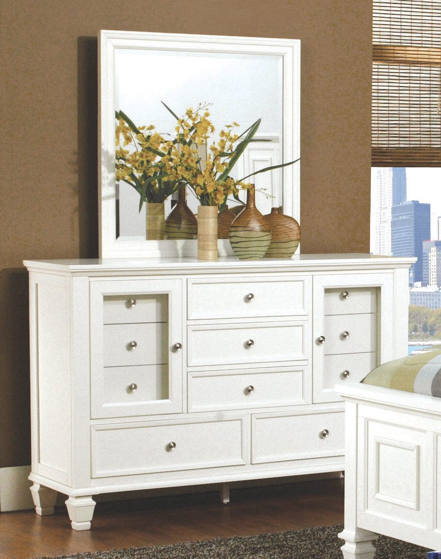 Sandy Beach 11-Drawer Rectangular Dresser White Collection: This Dresser Is Sturdy And Stylish, It Features Two Large Lower Drawers, Three Smaller Drawers In The Centre And Six Additional Drawers. Plenty Of Storage SKU: 201303 coastmega