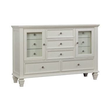 Sandy Beach 11-Drawer Rectangular Dresser White Collection: This Dresser Is Sturdy And Stylish, It Features Two Large Lower Drawers, Three Smaller Drawers In The Centre And Six Additional Drawers. Plenty Of Storage SKU: 201303 coastmega