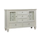 Sandy Beach 11-Drawer Rectangular Dresser White Collection: This Dresser Is Sturdy And Stylish, It Features Two Large Lower Drawers, Three Smaller Drawers In The Centre And Six Additional Drawers. Plenty Of Storage SKU: 201303 coastmega