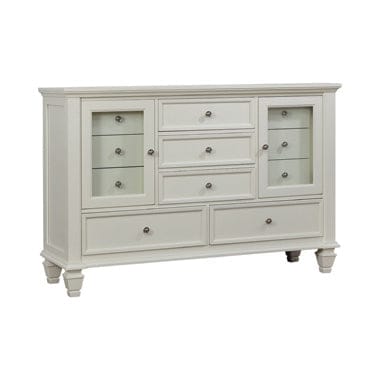 Sandy Beach 11-Drawer Rectangular Dresser White Collection: This Dresser Is Sturdy And Stylish, It Features Two Large Lower Drawers, Three Smaller Drawers In The Centre And Six Additional Drawers. Plenty Of Storage SKU: 201303