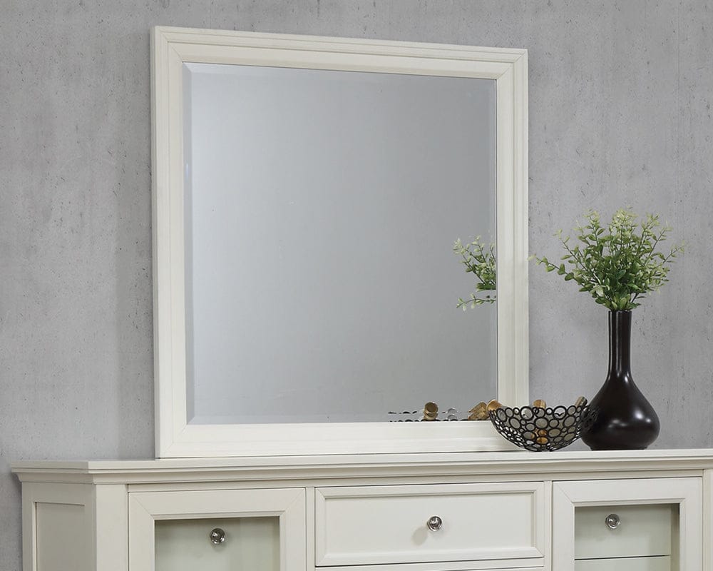 Sandy Beach Rectangular Mirror White Collection: Crafted From Maple Veneers For Durability, White Finish Frame Gives It A Unique, Eye-Catching Appeal. Ideally Suited For The Dresser Or Hanging On The Bedroom Or Dressing Room Wall.  SKU: 201304