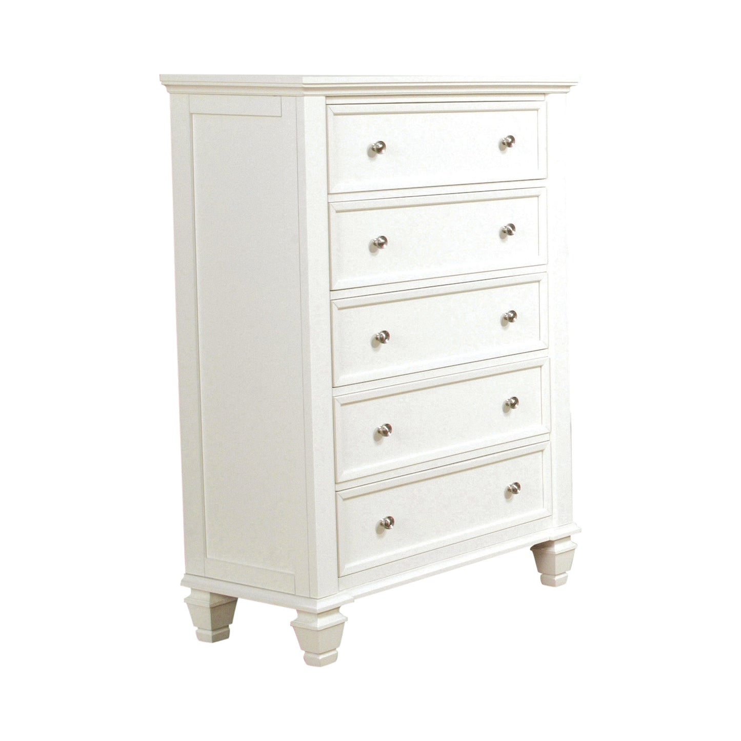 Sandy Beach 5-Drawer Rectangular Chest White Collection: Chest Features Five Roomy Drawers With Plenty Of Storage For Foldable Clothes As Well As Extra Bed Linens. Broad Top Wide Enough For Lamp And A Collection Of Books.  SKU: 201305 coastmega