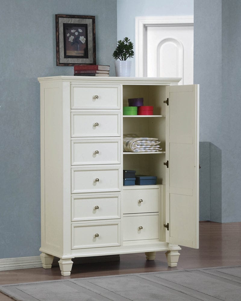 Sandy Beach 8-Drawer Man’s Chest Storage White Collection: Upgrade Your Bedroom Storage Options With This Tasteful, Hardwood Chest. Crafted From High Quality Materials, It's Sturdy And Durable, Plenty Of Room To Meet Your Storage Needs.  SKU: 201308 coastmega