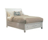 Sandy Beach California King Storage Sleigh Bed White Collection: This Bed Can Be The Centerpiece Of Any Master Bedroom. Two Storage Drawers Are Built Into The Carved Footboard For storing extra Linens.  SKU: 201309KW