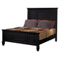 Sandy Beach Queen Panel Bed With High Headboard Black Collection: This Bed Is The Highlight Of A Master Bedroom. Headboard And Footboard Are Both Crafted With Carved Clean Lines And Decorative Moldings.   SKU: 201321Q coastmega