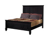 Sandy Beach Queen Panel Bed With High Headboard Black Collection: This Bed Is The Highlight Of A Master Bedroom. Headboard And Footboard Are Both Crafted With Carved Clean Lines And Decorative Moldings.   SKU: 201321Q