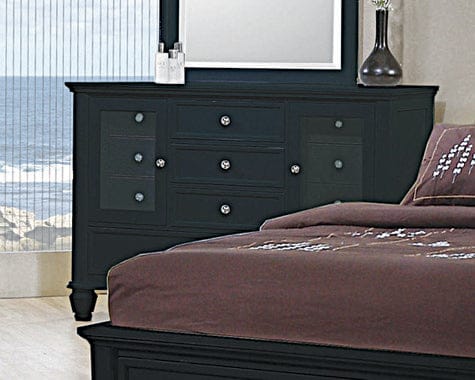 Sandy Beach 11-Drawer Dresser Black Collection: This Dresser Is Sturdy, Yet Elegantly-Styled. Wide Broad Top Is Spacious Enough For Fresh Flowers And An Impressive Perfume Collection. Plenty Of Storage For All Your Foldable Delicates.  SKU: 201323 coastmega
