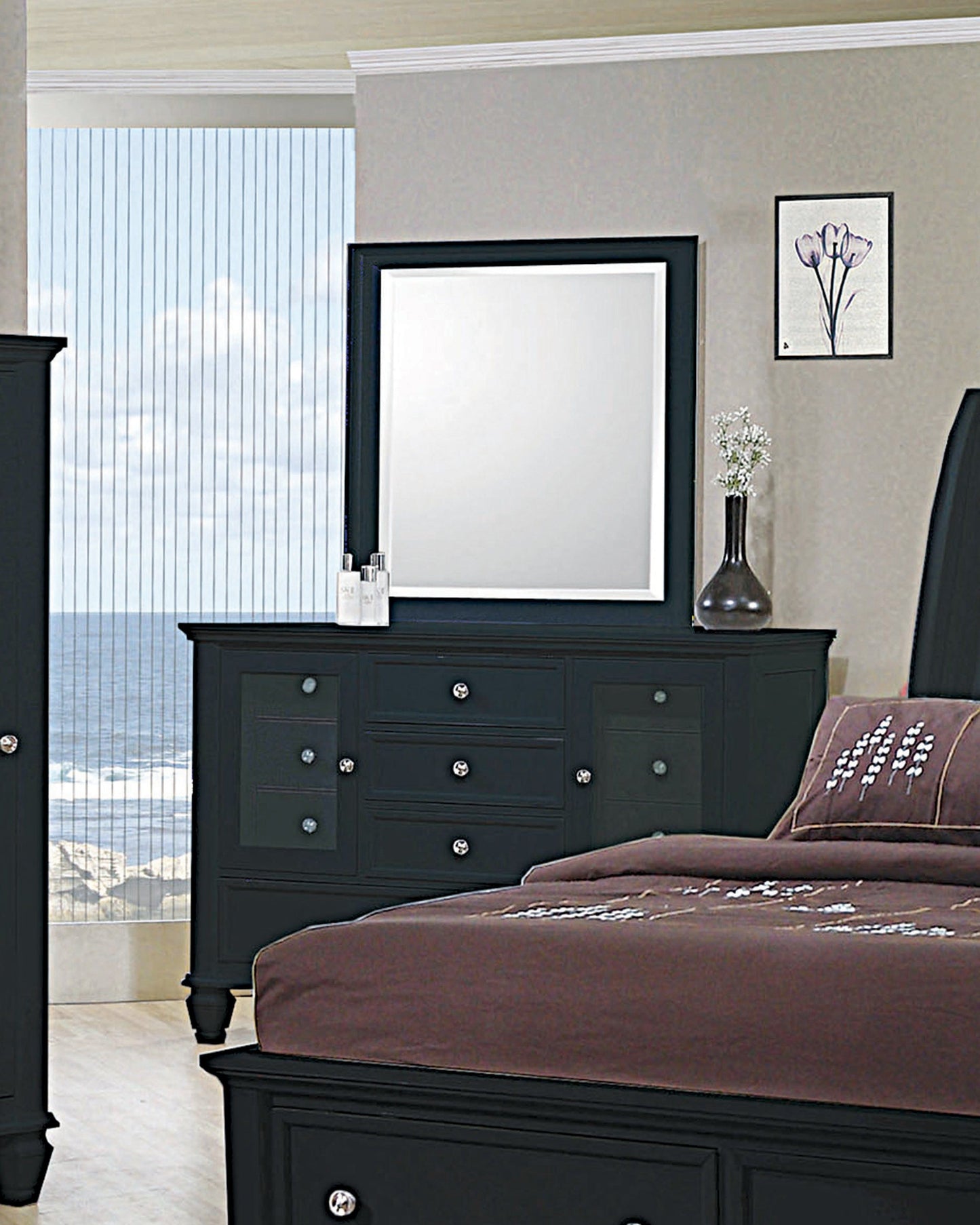 Sandy Beach 11-Drawer Dresser Black Collection: This Dresser Is Sturdy, Yet Elegantly-Styled. Wide Broad Top Is Spacious Enough For Fresh Flowers And An Impressive Perfume Collection. Plenty Of Storage For All Your Foldable Delicates.  SKU: 201323 coastmega