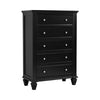 Sandy Beach 5-Drawer Chest Black Collection: This Noble Looking Chest Adds Elegant Simplicity To Your Master Bedroom. The Top Is Spacious Enough For Several Knickknacks And A Small Table Lamp.  SKU: 201325