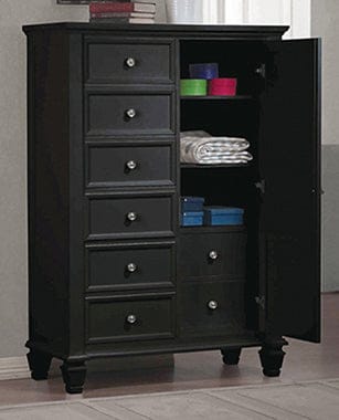 Sandy Beach Man’s Chest With Concealed Storage Black Collection: Keep Your Clothing Safe, Secure And Organized While Enhancing The Beauty Of Your Bedroom Decor. Six (6) Roomy Drawers To Hold Socks, Belts, T-Shirts And More.  SKU: 201328 coastmega