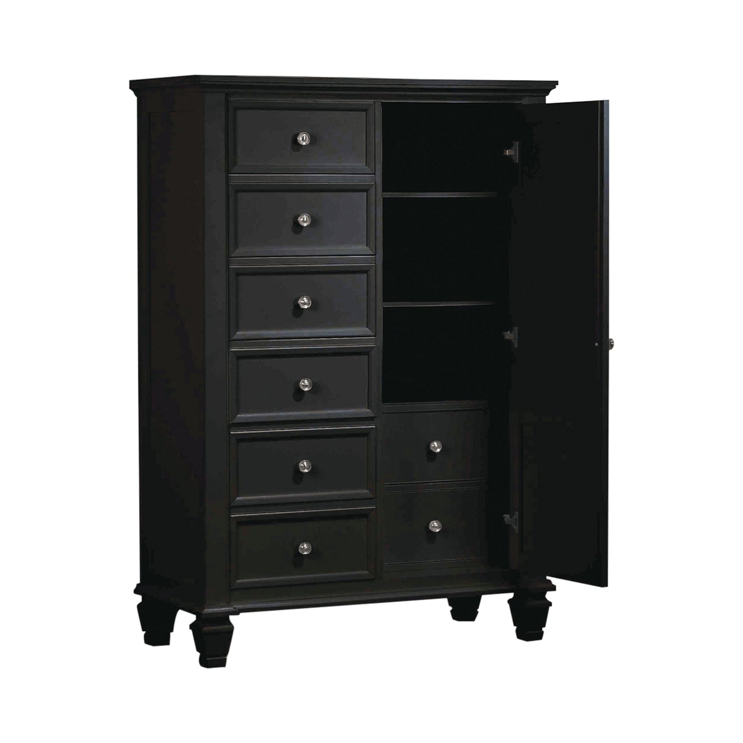 Sandy Beach Man’s Chest With Concealed Storage Black Collection: Keep Your Clothing Safe, Secure And Organized While Enhancing The Beauty Of Your Bedroom Decor. Six (6) Roomy Drawers To Hold Socks, Belts, T-Shirts And More.  SKU: 201328 coastmega