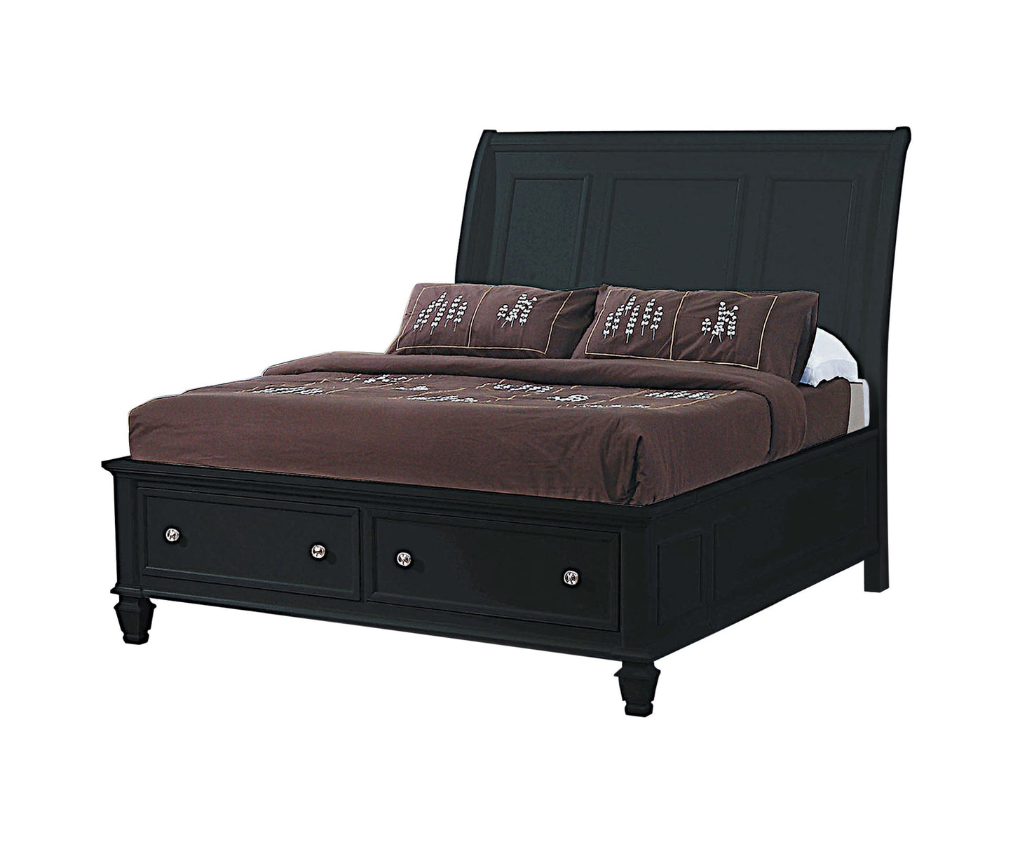 Sandy Beach Eastern King Storage Sleigh Bed Black Collection: This Storage Bed Make For A Practical Addition To Any Master Bedroom. This Eastern King Storage Bed Adds Panache.  SKU: 201329KE coastmega