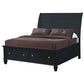 Sandy Beach California King Storage Sleigh Bed Black Collection: Storage Bed Offer Practicality For Any Bedroom. This Bed Features A Flared Headboard With Detailed Markings And Moldings, While The Footboard Comes With Two Built In Drawers.  SKU: 201329KW coastmega
