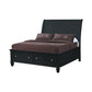 Sandy Beach Queen Storage Sleigh Bed Black Collection: This Bed Is Stylishly Designed With A Flared Headboard Complete With Clean, Straight Lines And Carved Moldings. Two Drawers Built Into The Footboard. : 201329Q coastmega