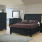 Sandy Beach Queen Storage Sleigh Bed Black Collection: This Bed Is Stylishly Designed With A Flared Headboard Complete With Clean, Straight Lines And Carved Moldings. Two Drawers Built Into The Footboard. : 201329Q coastmega