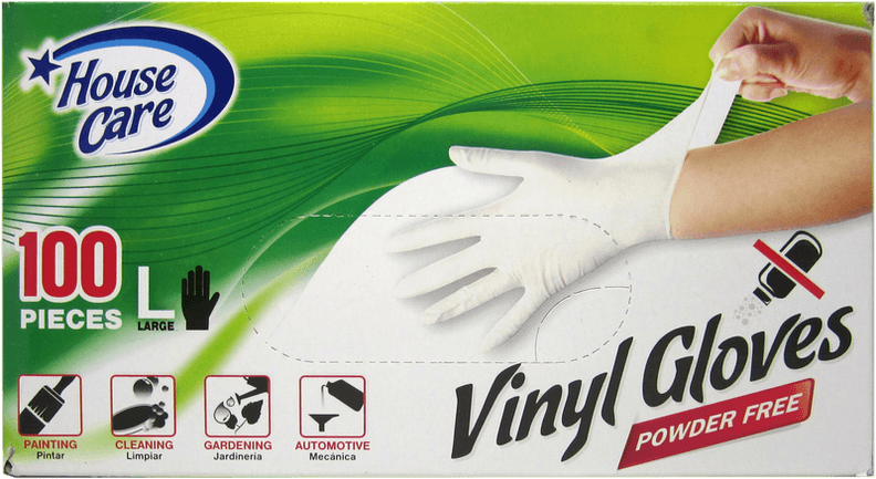 House Care, Vinyl, Powder Free, Disposable Gloves (in Medium, Large, Extra-Large) CH99232/CH99233/CH99234 MEGA