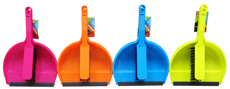 Cleanhouse Neon Colored, Dust Pan And Hand Brush with Rubber Lip. Ideal for indoor/outdoor use, quick collecting of dirt, crumbs, broken glass and leaves. For Home, Kitchen and Office Use - CV88010 MEGA