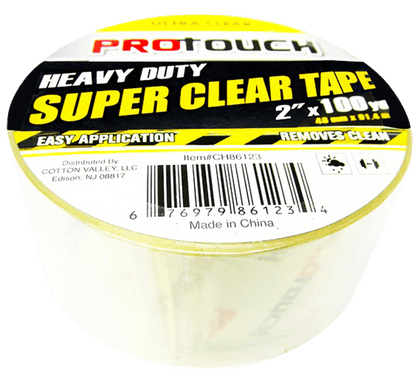 ProTouch Heavy Duty Clear Tape 2'' X 100 Yards, Suitable for Packaging, Shipping, Sealing (CH86123)