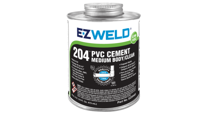 E-Z WELD - PVC Cement 204 clear, medium body, multi-purpose cement for use on PVC / uPVC 240ml