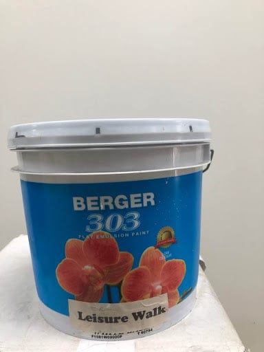 BERGER 303 FLAT EMULSION 1 GALLON PAINT LEISURE WALK ANTI-FUNGAL AND ALGAL DRIES IN  MINUTED VERY LOW ODOUR FOR INTERIOR AND EXTERIOR USE MEGA