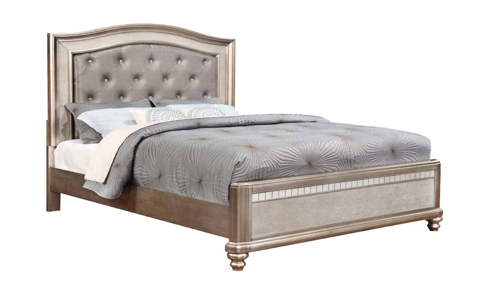 Bling Game Eastern King Panel Bed Metallic Platinum Collection: Bling Game SKU: 204181KE coastmega