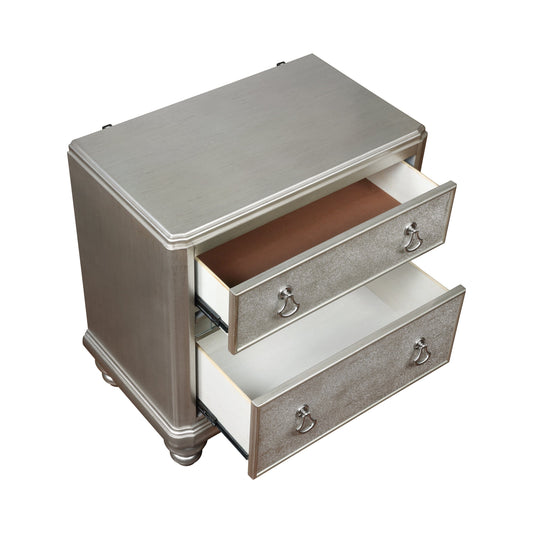 Bling Game 2-Drawer Nightstand Metallic Platinum - 204182 coastmega