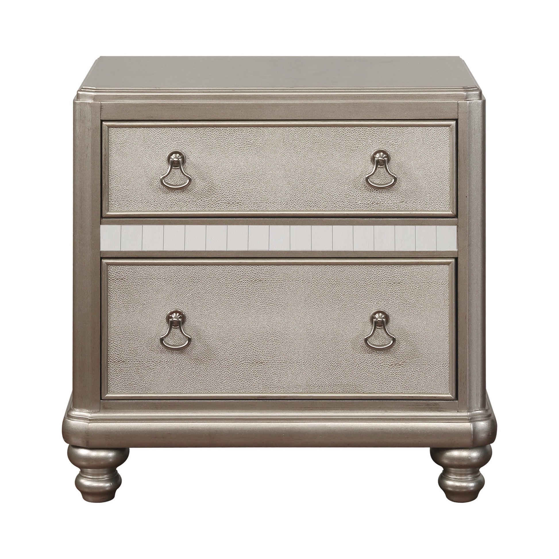 Bling Game 2-Drawer Nightstand Metallic Platinum - 204182 coastmega