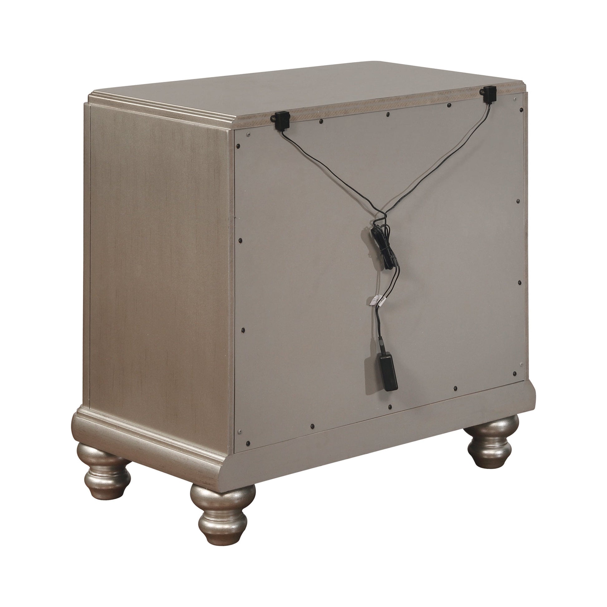 Bling Game 2-Drawer Nightstand Metallic Platinum - 204182 coastmega