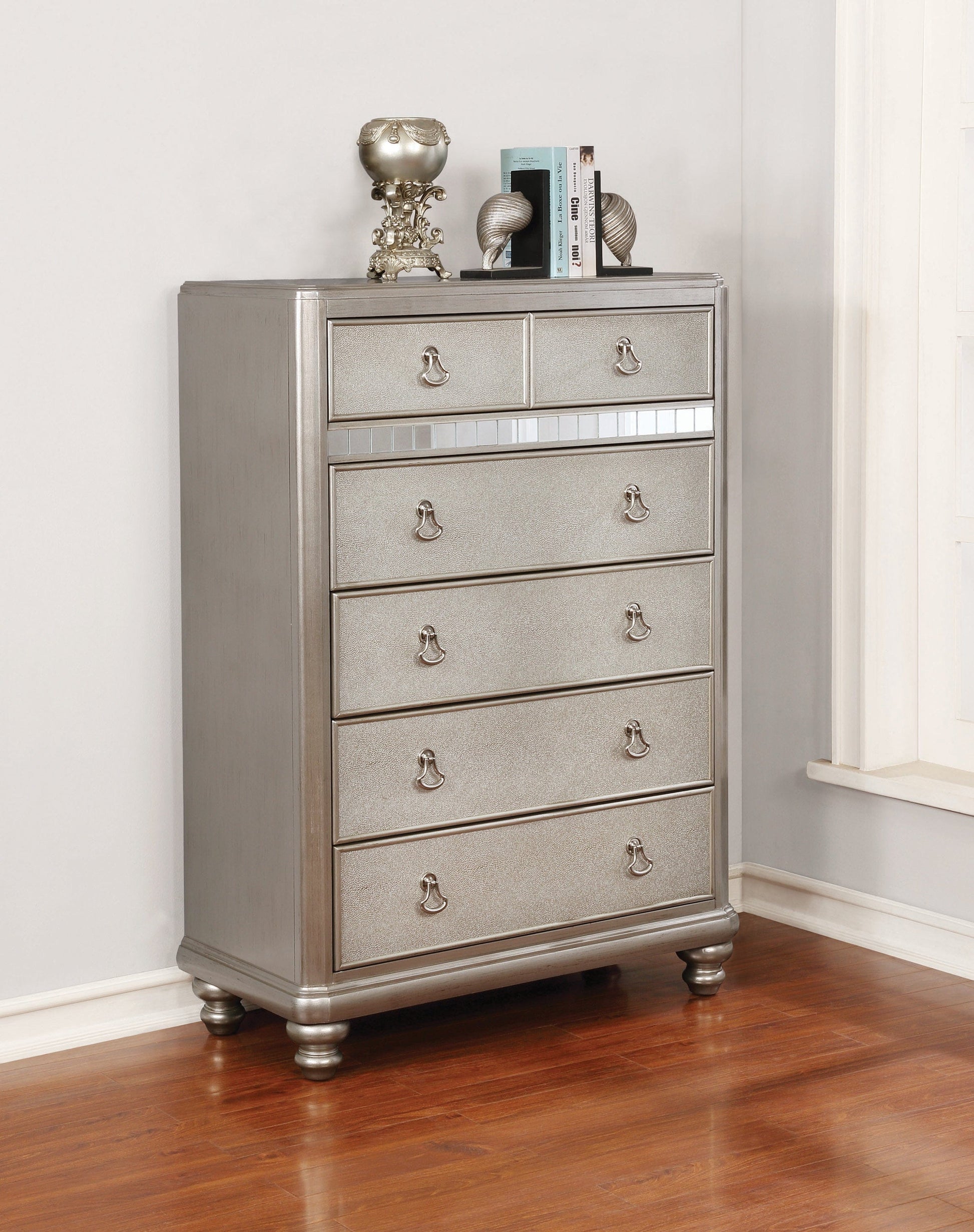 Bling Game 6-Drawer Chest Metallic Platinum - 204185 coastmega